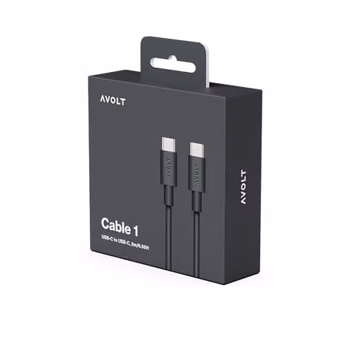 Avolt Cable 1 Silicone USB-C to USB-C Cable, 100W Fast Charging, Black, 2m – 2