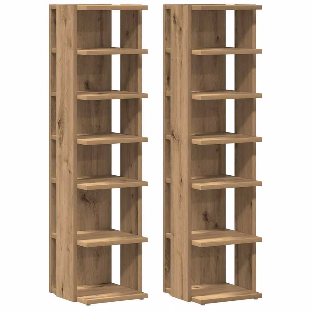 Berkfield Home Artisan Oak Shoe Cabinets, 2 Piece Set in Brown, W/D/H: 28 x 27 x 102 cm – 3