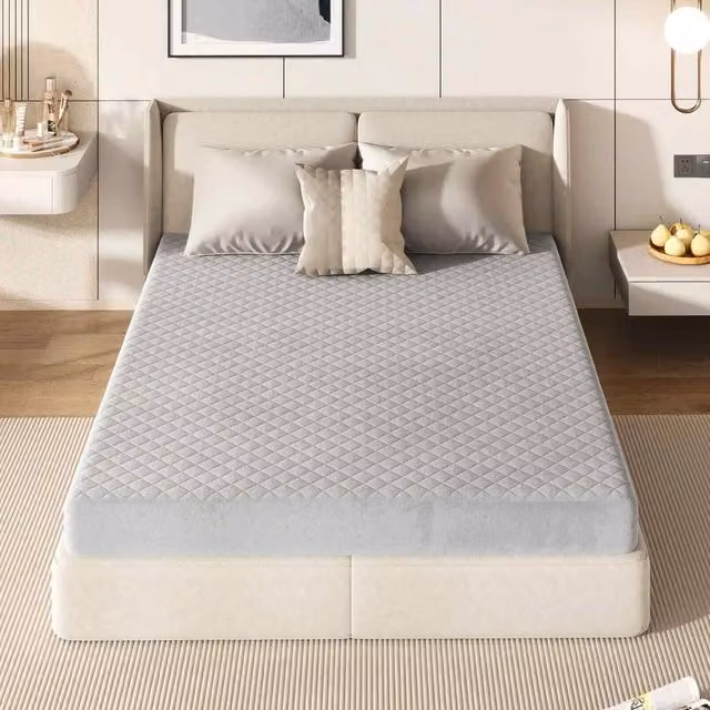 KORVIXA Luxury Super Soft Velvet Mattress Topper in Grey, Double Size – 1