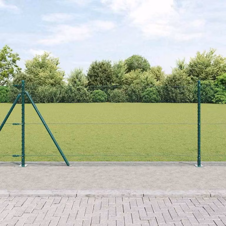 Berkfield Home Green PVC-Coated Steel Hexagon Fence, 1 x 100 m
