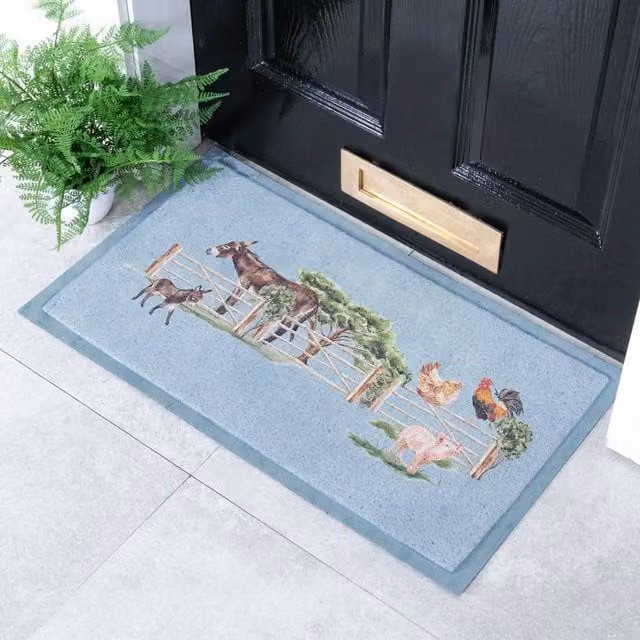 Artsy Mats Donkey Farm Yard Doormat, Multicolour, W: 70 cm, D: 40 cm – 1