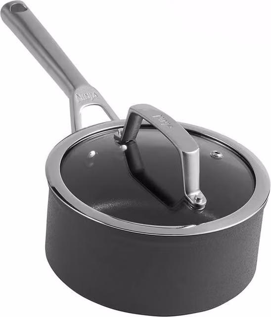 Ninja Ceramic Pro 20cm Saucepan with Glass Lid, Black CW30220UK
