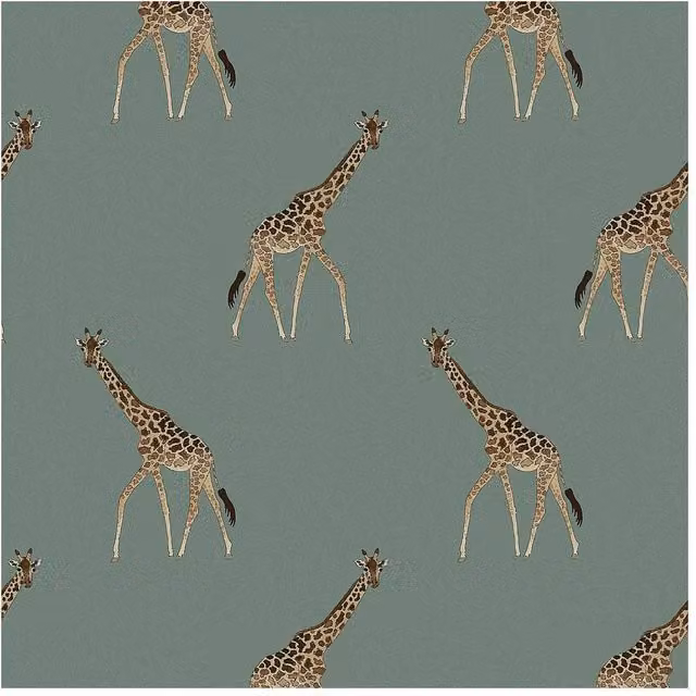 Sophie Allport Giraffe Heritage Petrol Teal Animal Print Wallpaper, Width: 52 cm