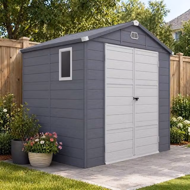 STILVORA Modern Pent Storage Shed in Grey with Window and Vents