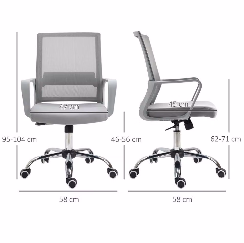 STILVORA Grey Fabric Task Chair with Armrests and Castors for Home Office – 2