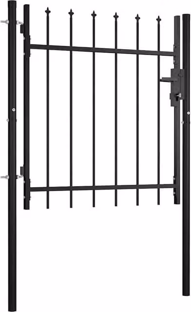 Berkfield Home Black Steel Spear Top Swing Door Fence Gate, W: 100 cm, H: 75 cm – 1