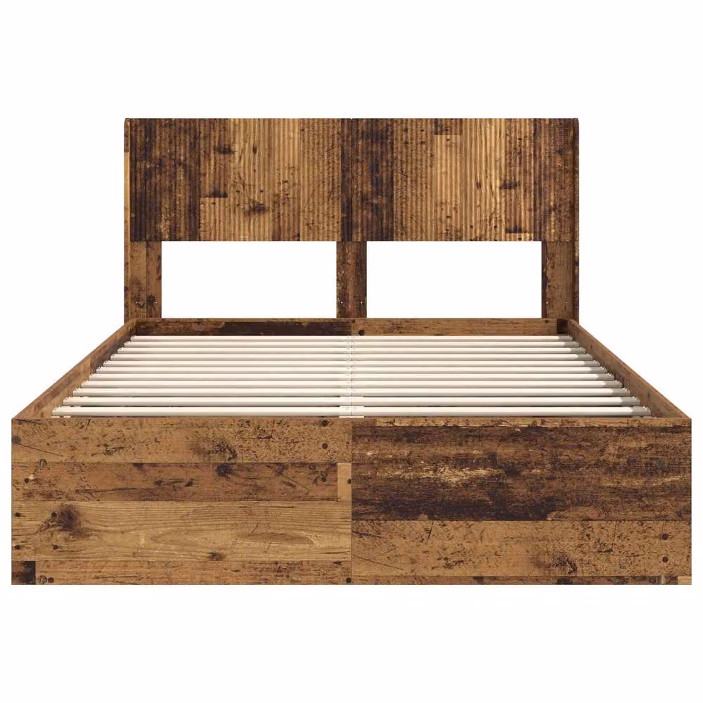 Berkfield Home Modern Bed Frame with Headboard and Side Compartment Storage, Brown, W: 135 cm, L: 190 cm – 4