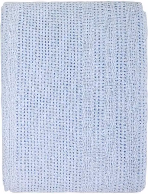 Junior Joy Blue and White Cotton Cellular Blanket for Moses Baskets and Prams