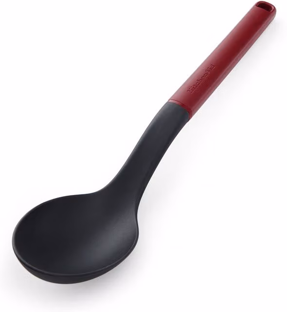 KitchenAid Heat Resistant Non-Scratch Oval Cooking Spoon in Red and White