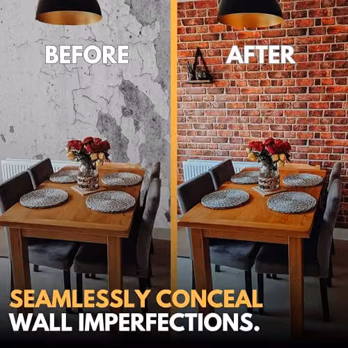 Novecrafto 3D Brick Effect Wall Panels, Red PVC Plastic Cladding, 6 Sheets, W/H: 96 x 48 cm – 6