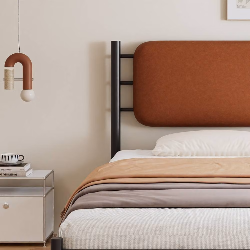 Rolipo Single Metal Bed Frame with Black PU Headboard, W/D/H: 90 x 190 x 102.5 cm – 6