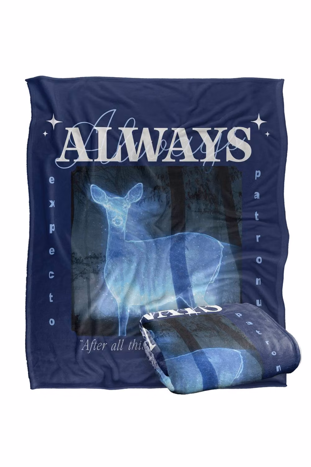 Warner Bros. Harry Potter Always Patronus Valentine Silky Touch Super Soft Polyester Throw Blanket in Blue and Multicolour, Extra Large – 2