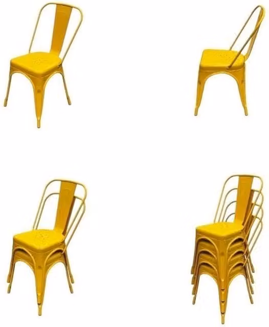 PAWNORA Set of 2 Yellow Metal Industrial Dining Chairs – 1