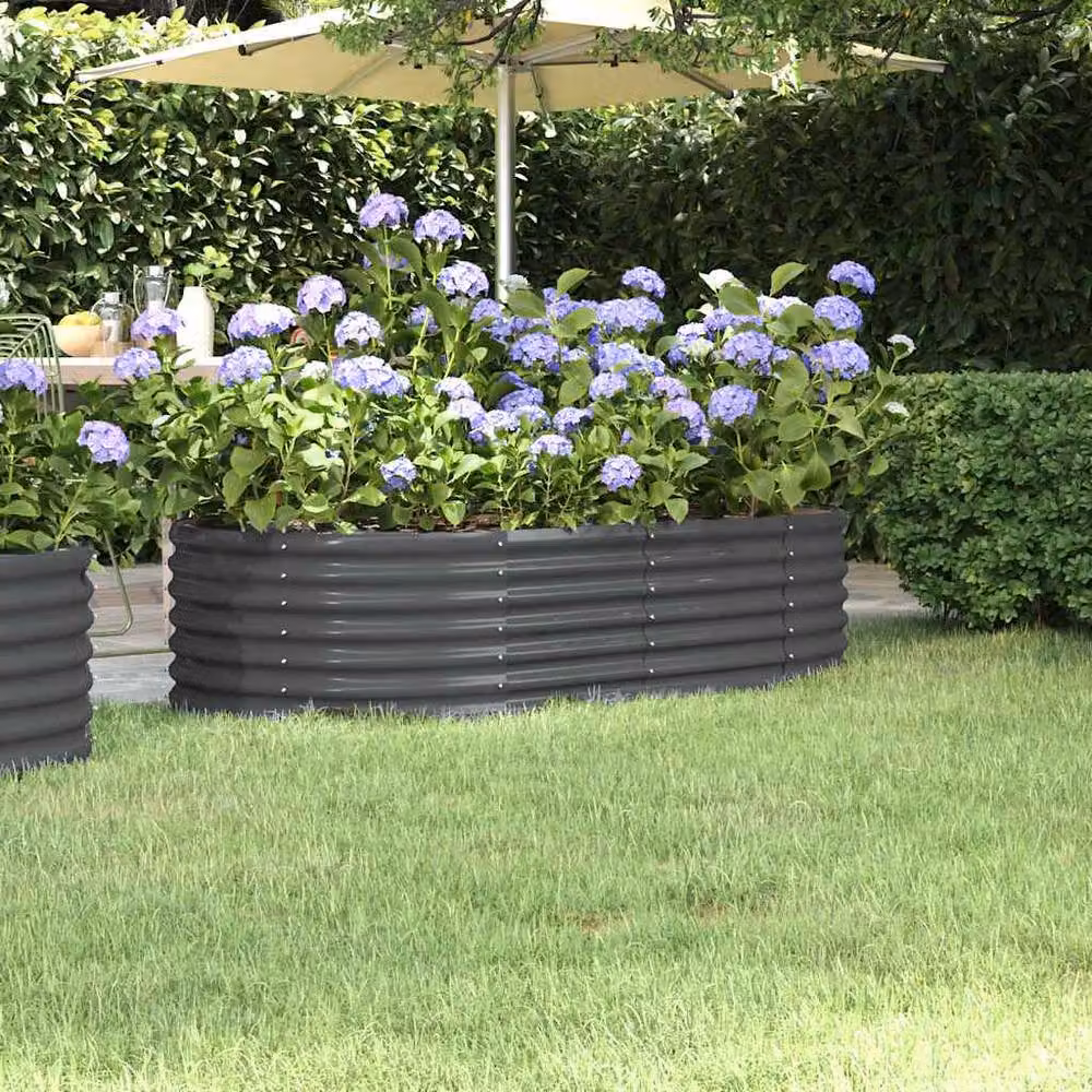 Berkfield Home Garden Powder-coated Steel Raised Bed in Anthracite, W/D/H: 152 x 80 x 36 cm – 2