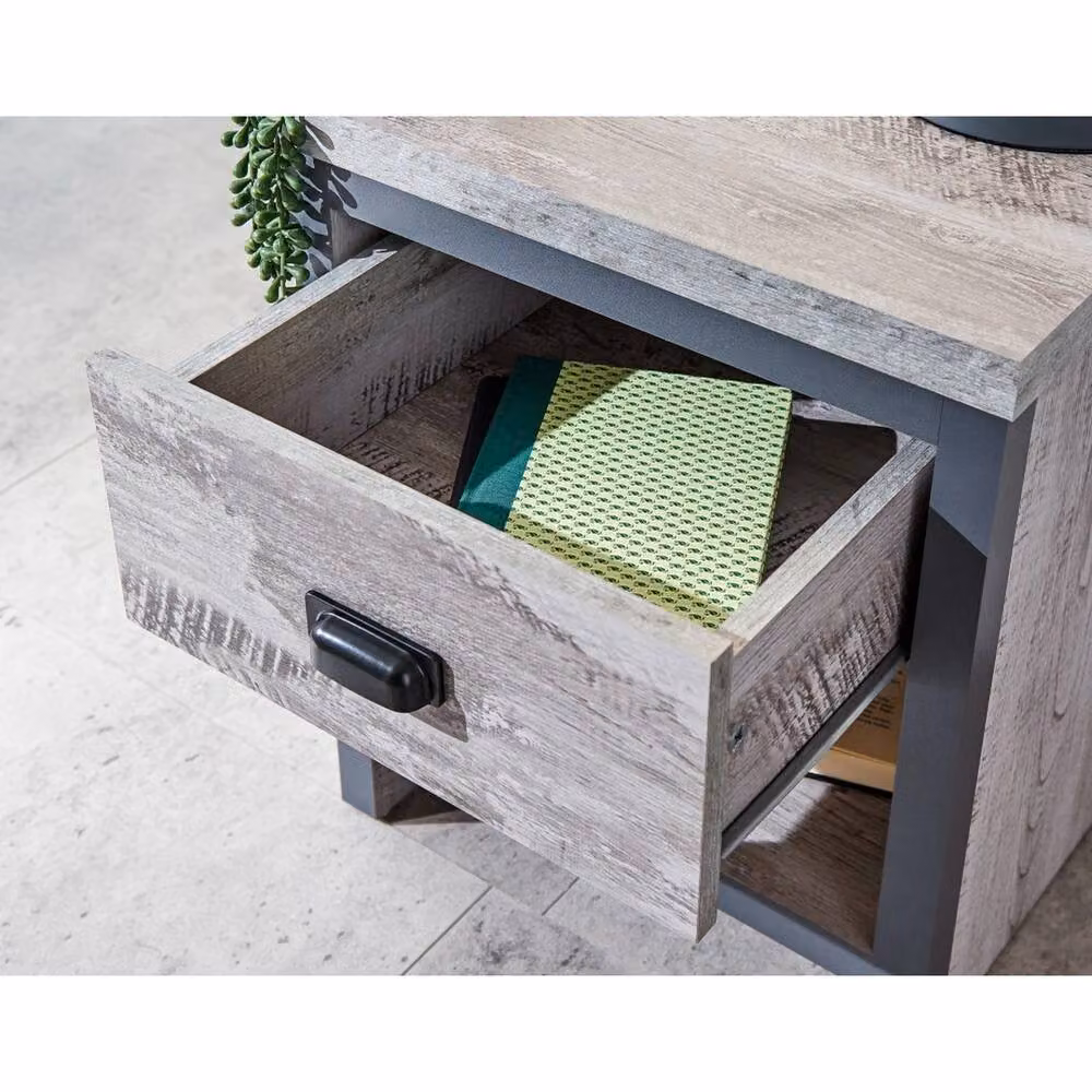 FORGEVIO Industrial Grey Lamp Table with 1 Drawer – 4