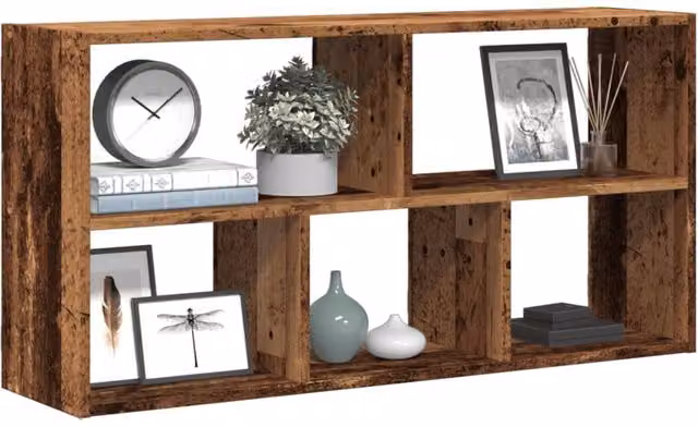 Berkfield Home Wall Shelf in Old Wood Brown, W/D/H: 100 x 25 x 50 cm