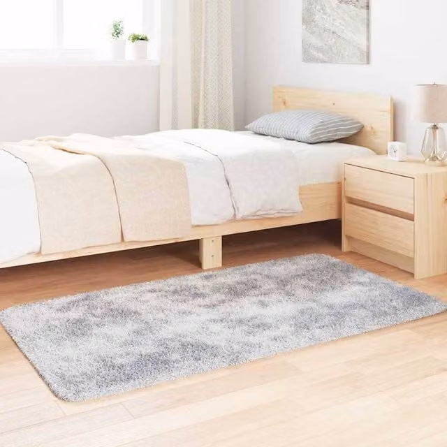 Berkfield Home Navarra Shaggy High Pile Rug in Silver Grey, W: 80 cm x L: 150 cm