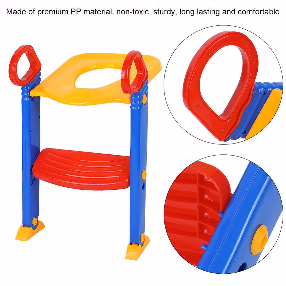 Almineez Foldable Non-Slip Baby and Toddler Toilet Potty Training Step Ladder, Red – 4