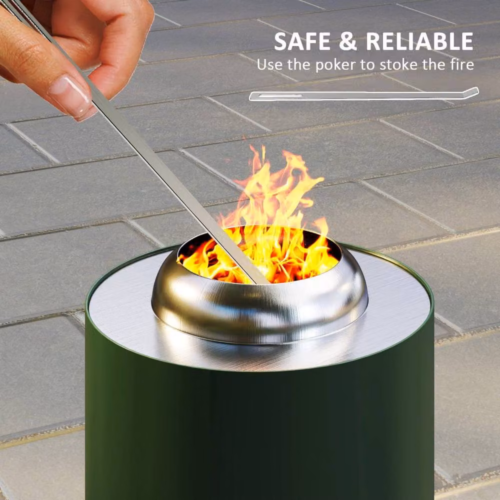 Wyld Haus Balatti Small Tabletop Smokeless Fire Pit, Green, Stainless Steel – 7