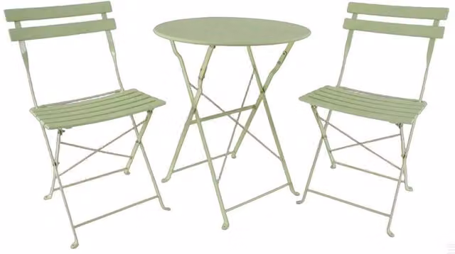NESTLUNE Sage Green Metal Folding Bistro Set with Table and 2 Chairs