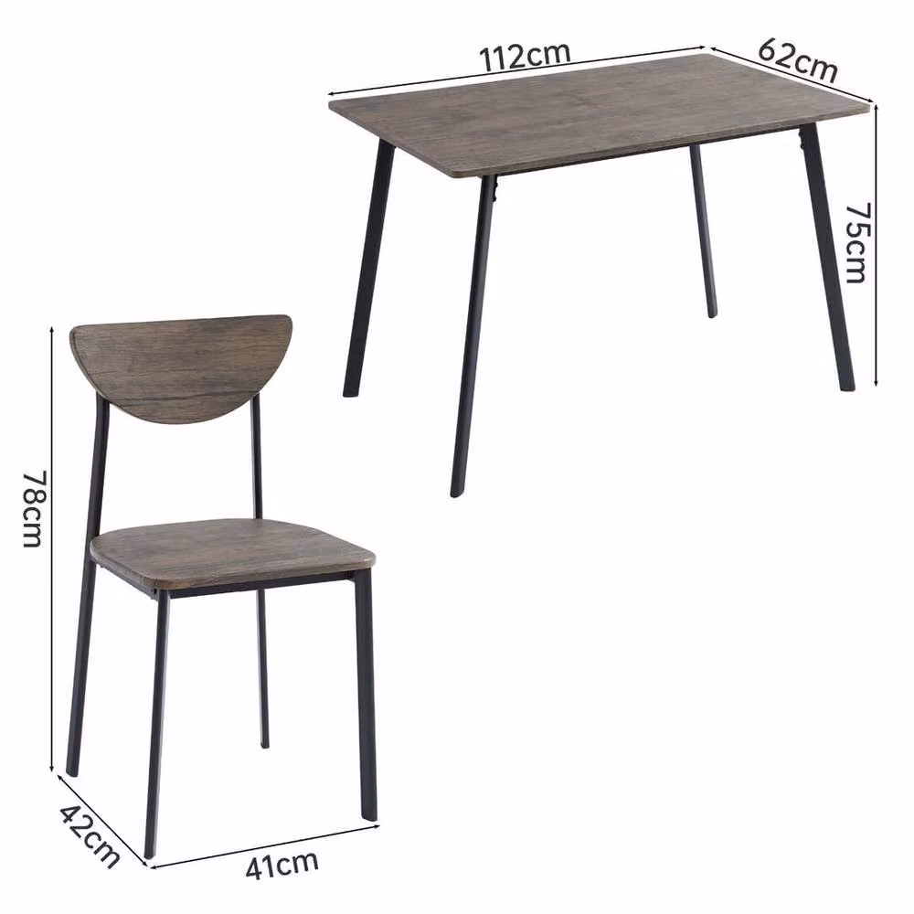 PAWNORA Avola Grey Modern Rectangular Dining Table and Chairs Set – 2