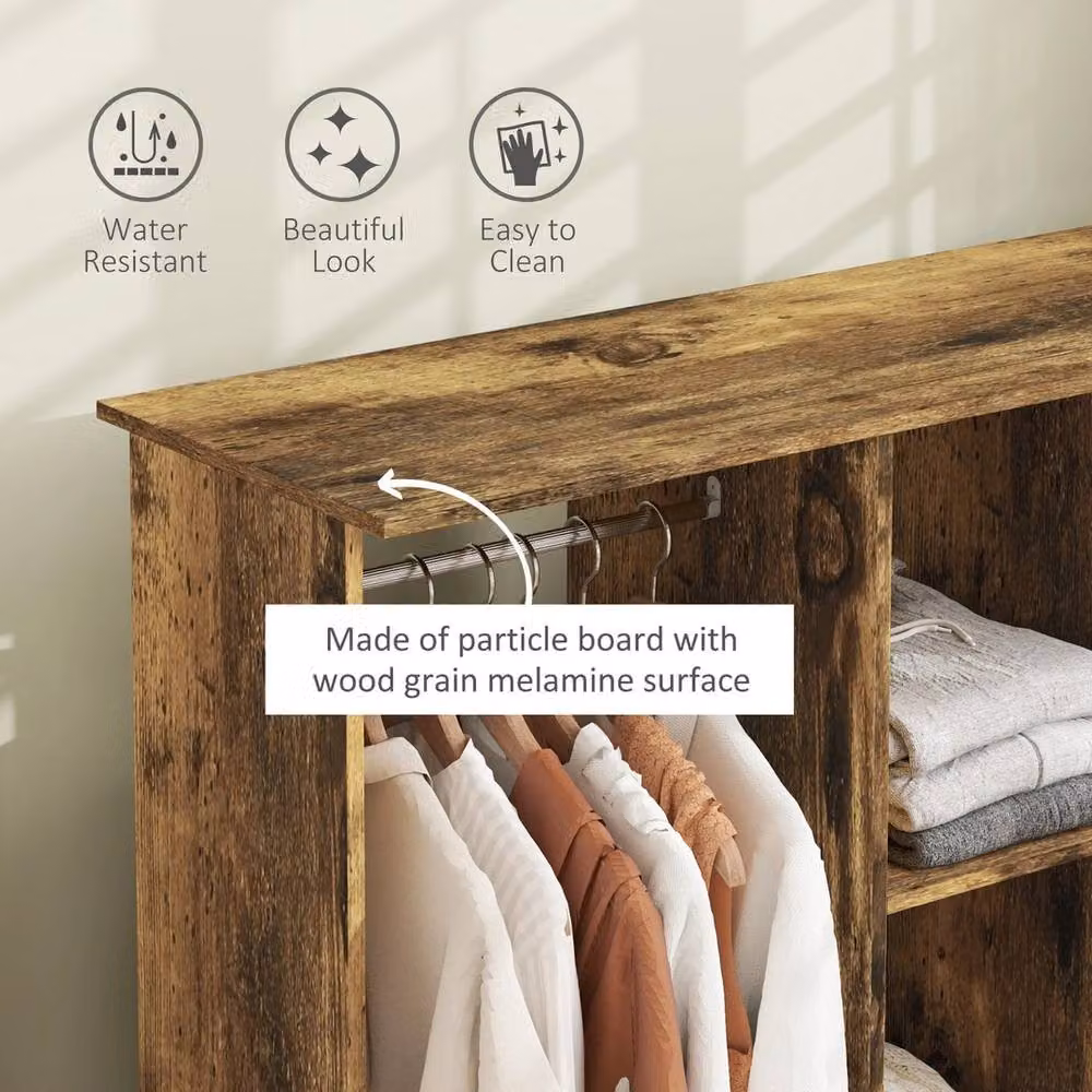 NESTLUNE Mobile Double Open Wardrobe in Brown, W: 100 cm, D: 15 cm – 3