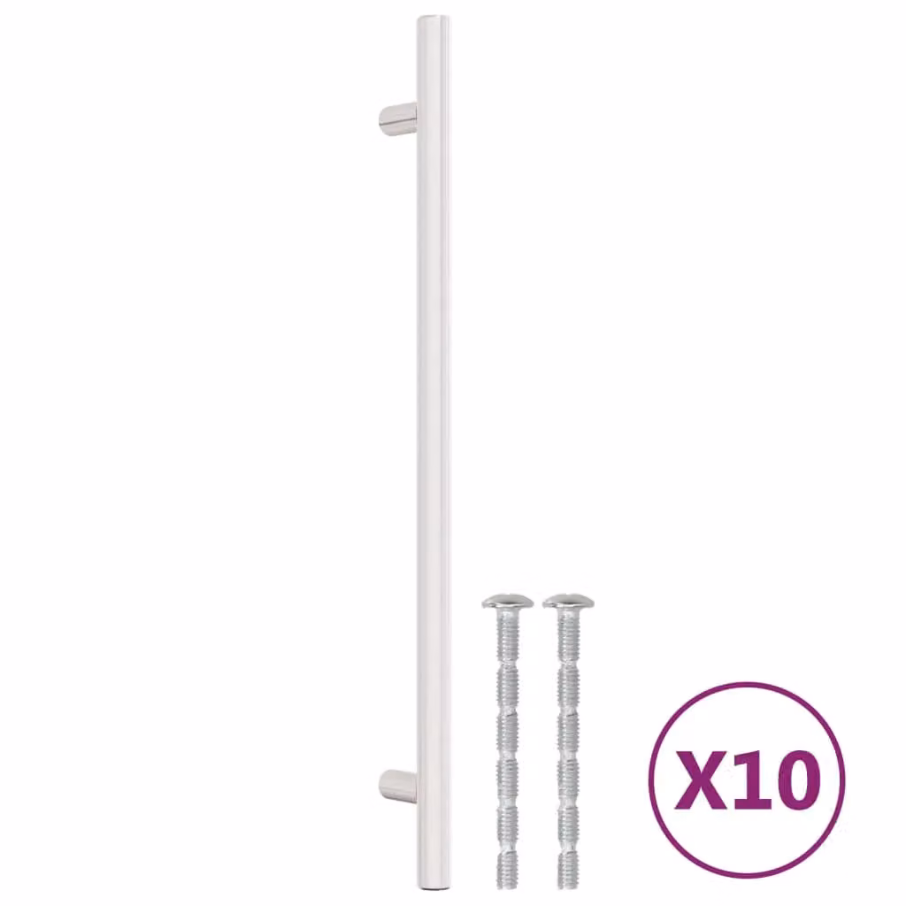 Berkfield Home 10 pack silver brushed stainless steel bar cabinet handles, Length: 22.4 cm – 2