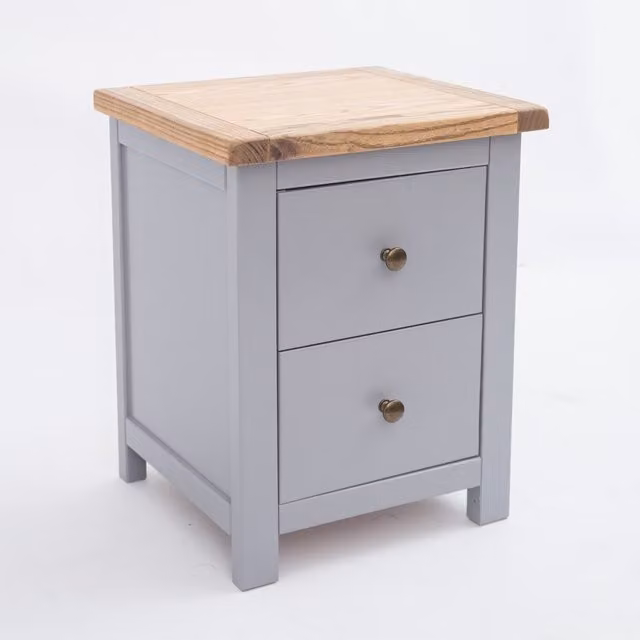 Cabinet Bits Mirano 2 Drawer Bedside Cabinet in Grey Ash Wood with Chrome Knob