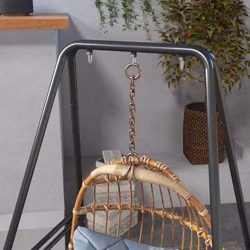 Outsunny Heavy Duty Metal Hammock Chair Stand, Black, W/D/H: 124 x 143 x 180 cm – 5