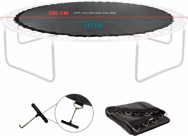AREBOS Black Trampoline Jumping Mat, Diameter: 396 cm