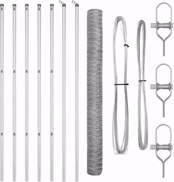 Berkfield Home Hexagon Galvanised Steel Wire Mesh Fence in Silver, H: 160 cm, W: 10 m – 1