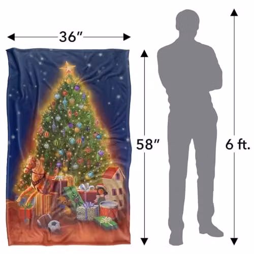 JQ Licensing Christmas Tree Super Soft Fleece Throw Blanket, Multicolour, W: 91 cm, D: 147 cm – 4