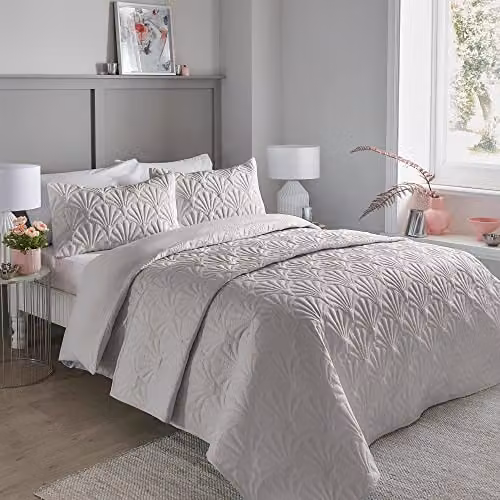 Serene Cavali Silver Microfibre Duvet Cover and Pillowcase Set, W/D/H: 200 x 200 cm and 140 x 200 cm