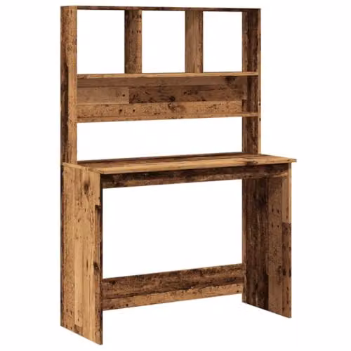 vidaXL Modern Writing Desk with Shelves in Brown Old Wood, W: 102 cm, D: 45 cm, H: 148 cm