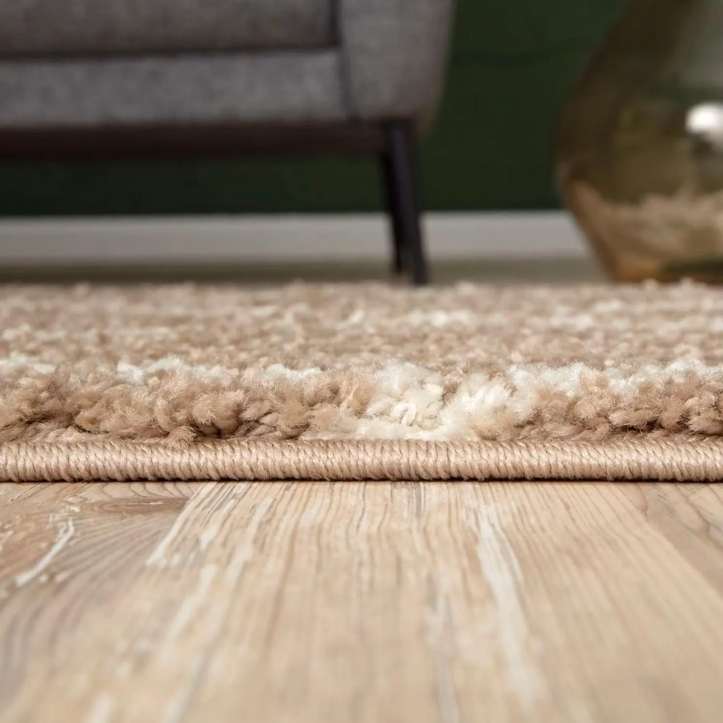 THE RUGS Moroccan Soft High Pile Shaggy Diamond Rug, Beige, W: 200 cm, D: 290 cm – 3