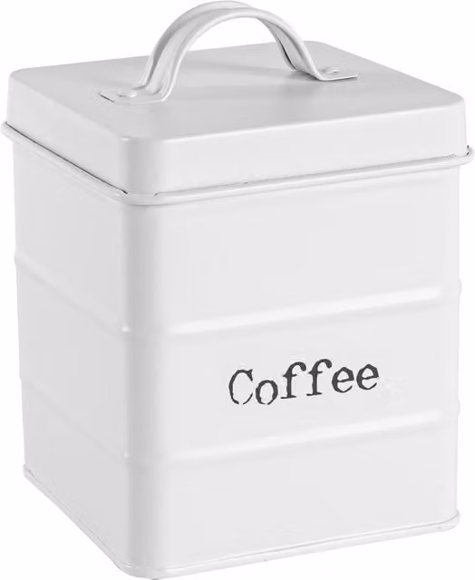 Harbour Housewares Airtight and Leakproof Metal Kitchen Coffee Canister in White