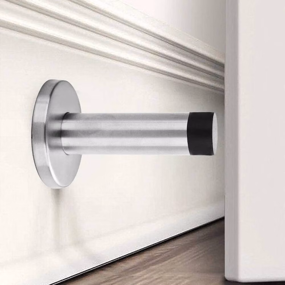 NESTLUNE 3-Piece Wall Mounted Satin Silver Door Stop Set – 3