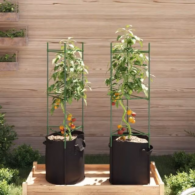Berkfield Home Tomato Cage with Plant Bag, 2 Pack, Green Steel and Plastic Support for Vegetable Gardens, Height: 116 cm – 1