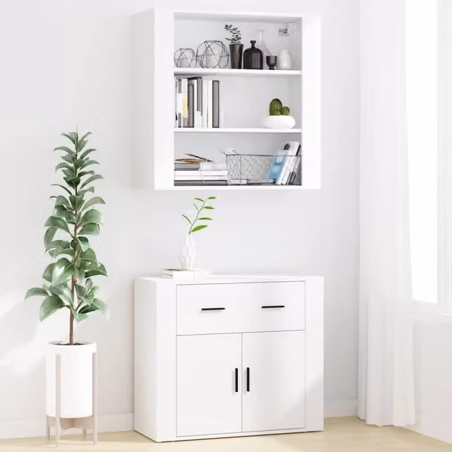 Berkfield Home Modern White Matt MDF Highboard W/D/H: 80 x 33 x 80 cm