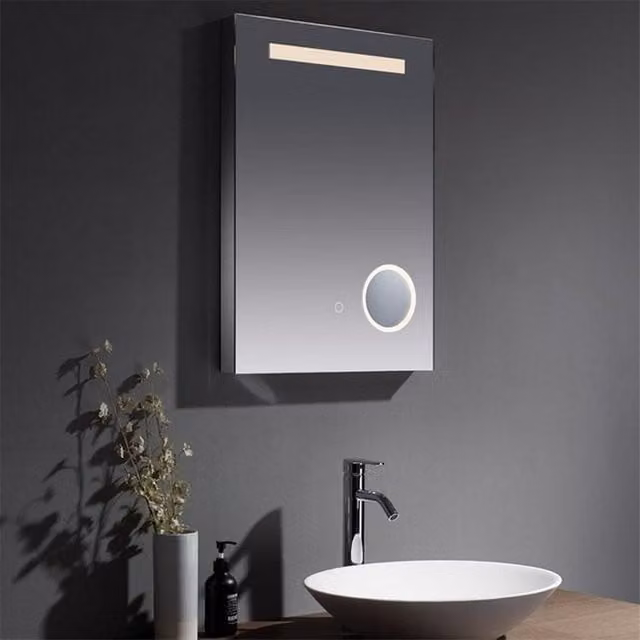 Clifton LED Bathroom Wall Mirror with Touch Sensor, Silver, W: 55 cm, H: 70 cm – 1