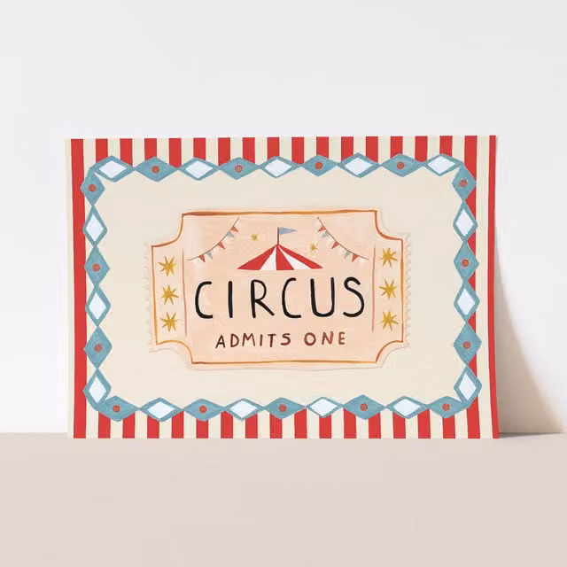 Kid of the Village Circus Ticket Retro Illustration Paper Poster, Multicolour, W: 29.7 cm, H: 42 cm – 1