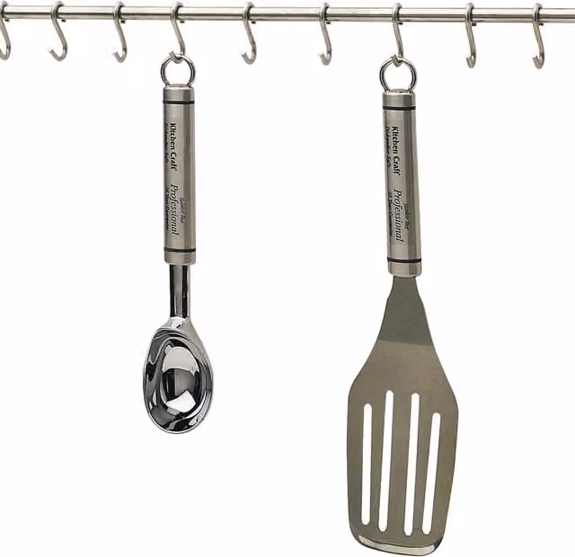 KitchenCraft Stainless Steel Wall Mounted Utensil Hanging Rack in Silver