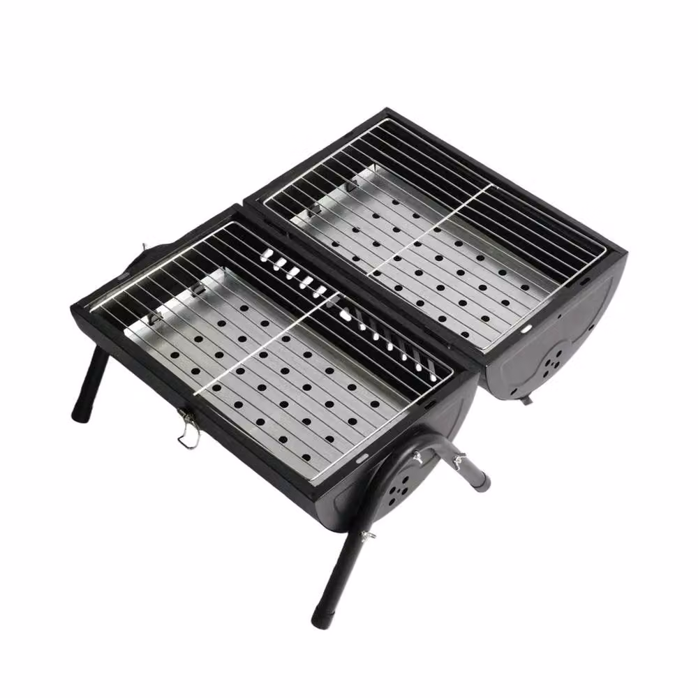 Ventryn Portable Stainless Steel Barrel BBQ with 2 Cooking Areas in Black, W/D/H: 42 x 40 x 29 cm – 3