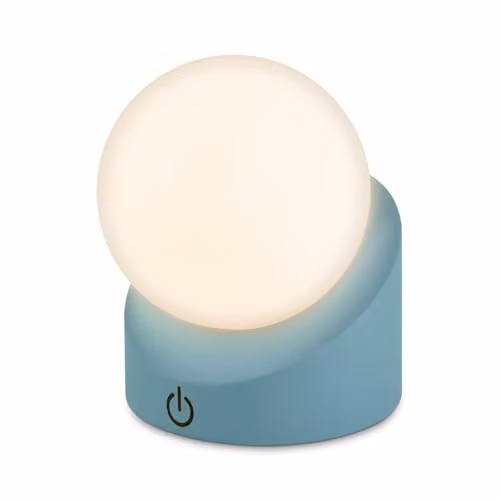 Briloner Mini LED Sphere Table Lamp, Blue, W/D/H: 10 x 8 x 9 cm, Wireless Rechargeable IP54 Outdoor and Bedside Lamp with Touch Dimming