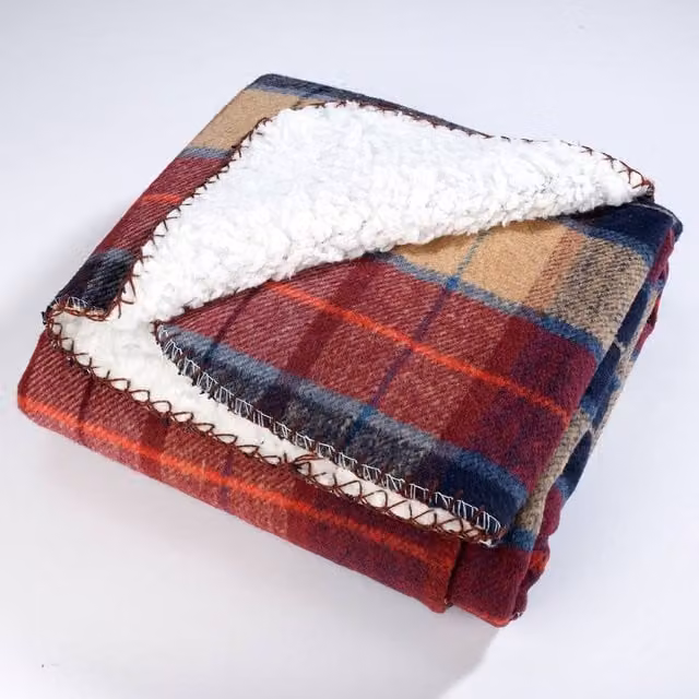mysmartbuy Red and Multicolour Tartan Check Fluffy Fleece Lap Blanket for Adults