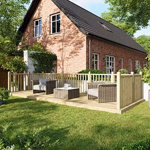 Powersheds Premium Wooden Decking Kit with Hand Rails in Brown