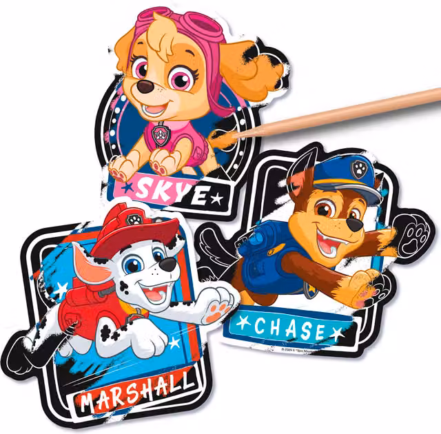 Moxy Paw Patrol Scratch Art Stickers in Blue, Black and Multicolour