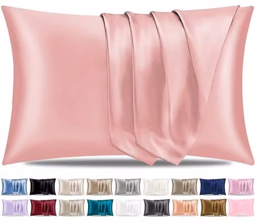 Pamposh Satin Silk Pillowcases for Hair and Skin, 2 Pack, Coral, W/D/H: 50 x 75 cm