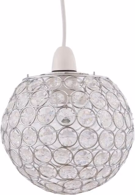 First Choice Lighting Clear Jewelled Sphere Globe Light Shade in Chrome and Transparent Glass