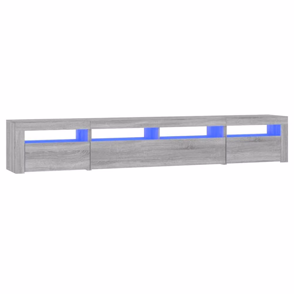 Berkfield Home Modern TV Cabinet with LED Lights in Grey Sonoma, W: 240 cm, D: 35 cm, H: 40 cm – 2